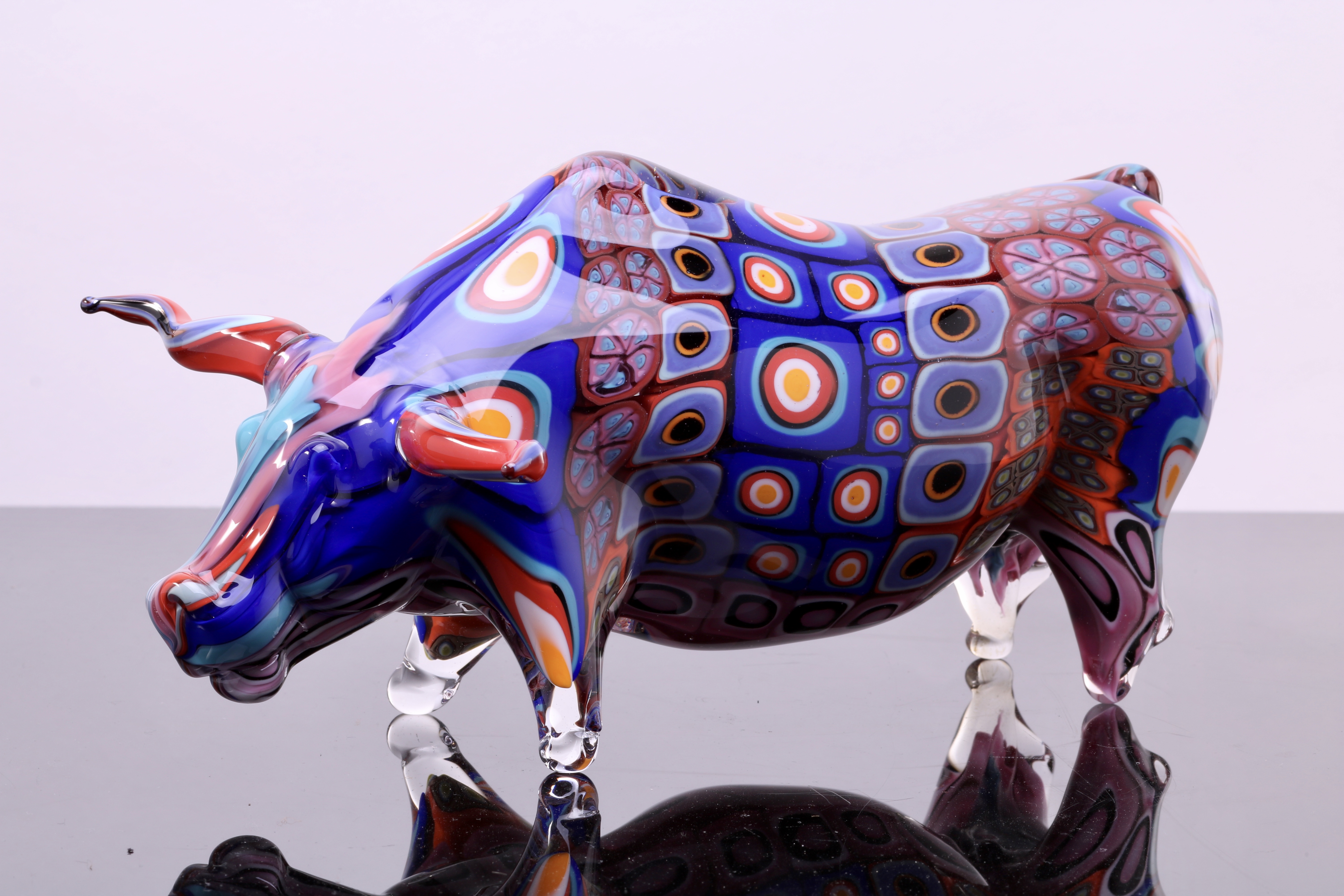 Glass sculpture, Bull, colorful